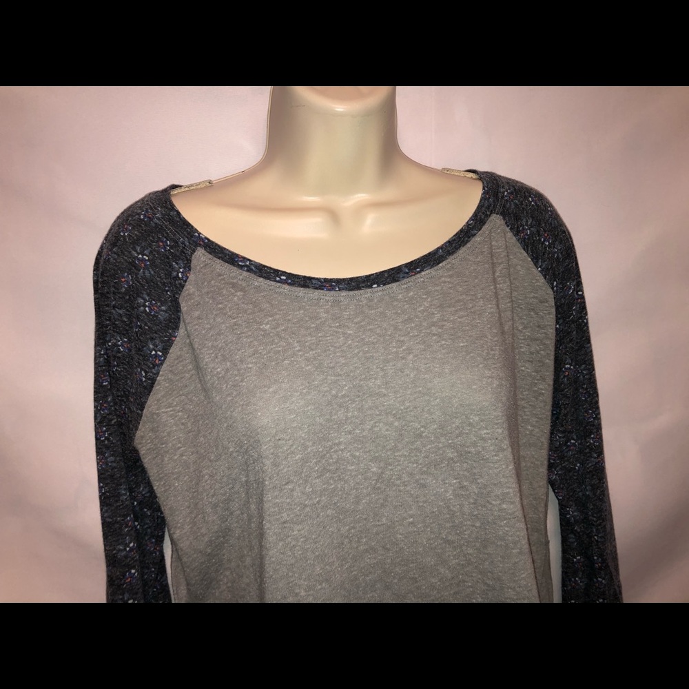 Grey and Floral Long Sleeved Shirt